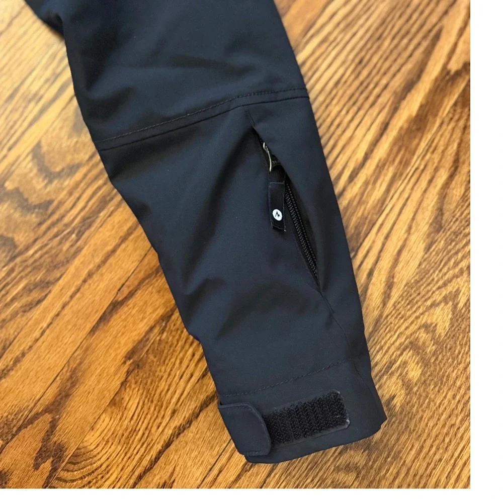 Marmot Kids XL Black Hooded Ski Jacket Waterproof Winter Coat with Powder Skirt